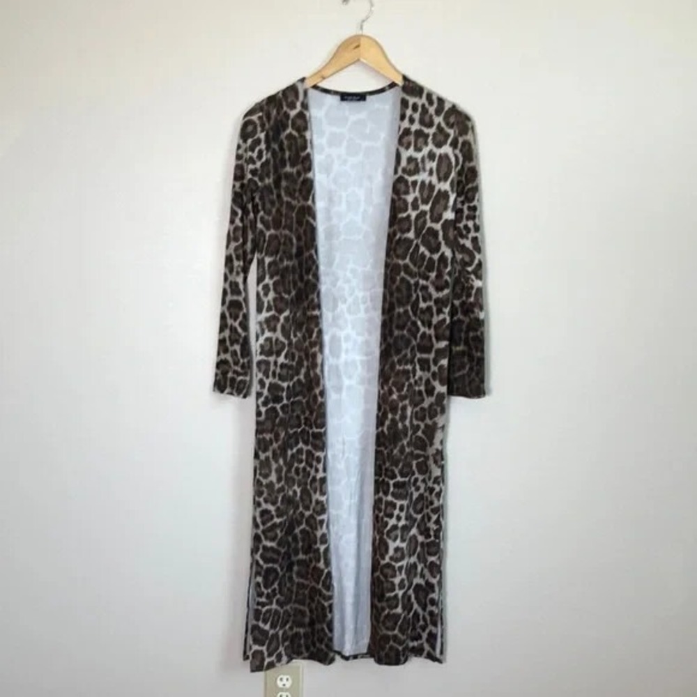 TRIPLE SEVEN Women Small Leopard‎ Cheetah Animal Print Kimono Swim Coverup